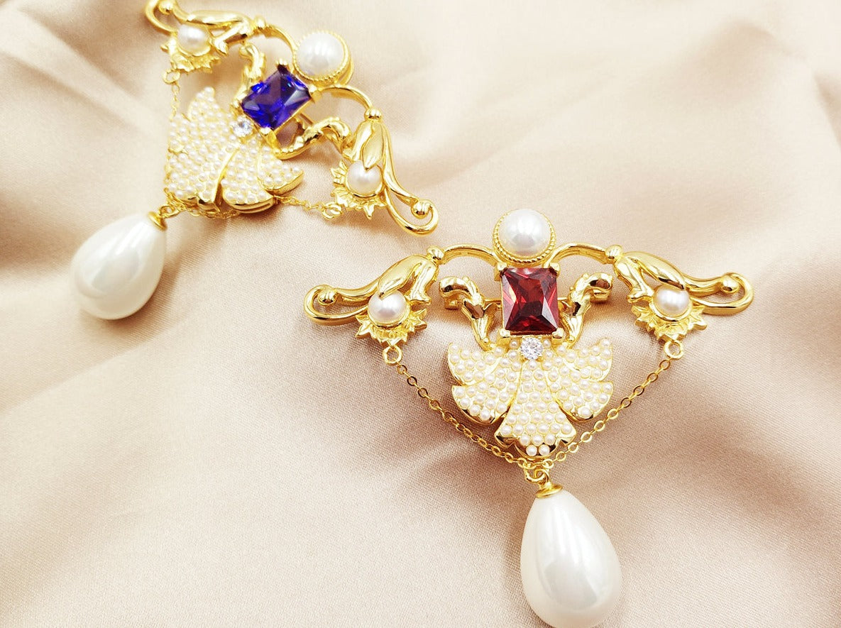 Woven Ribbon Long Pearl Earrings – Sequel-Y